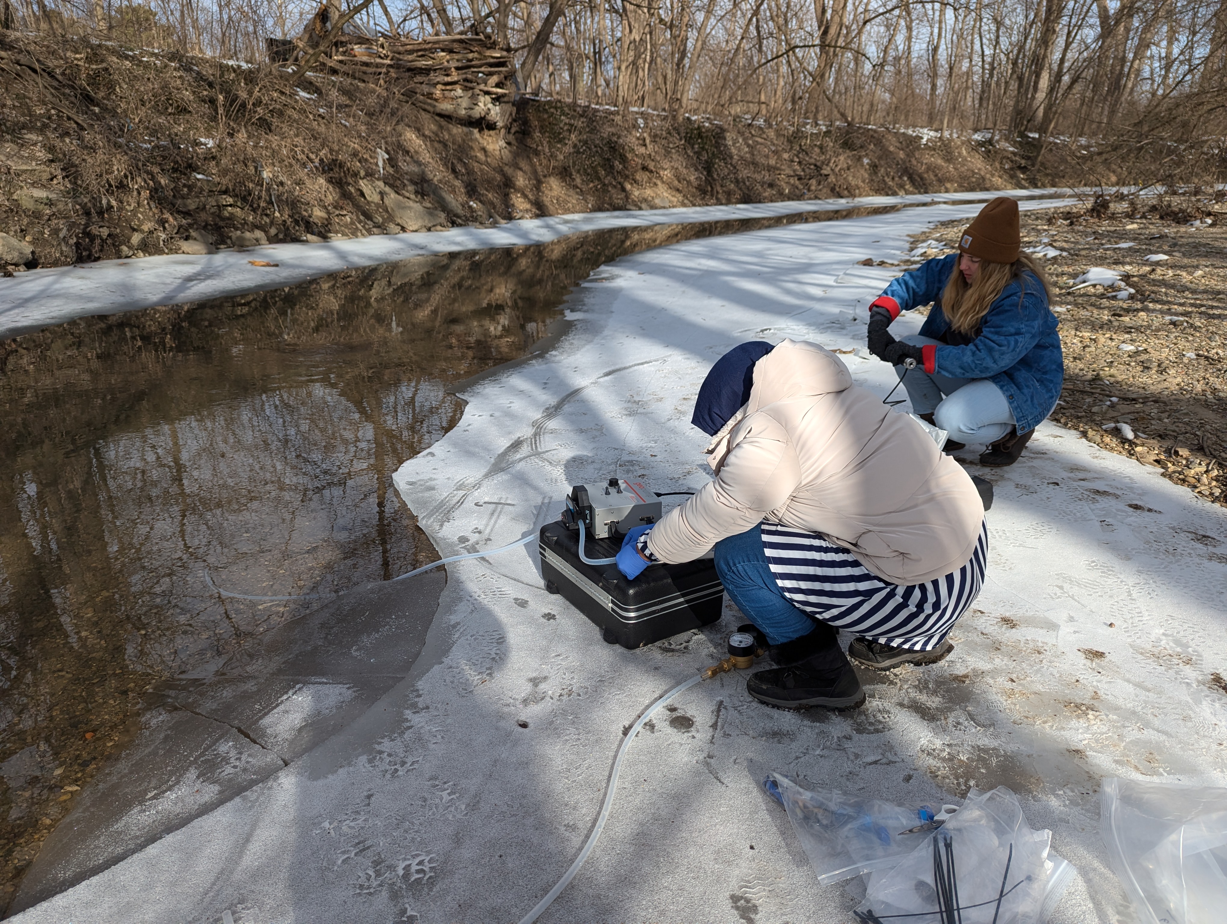 Dr. Capone's students taking water samples this past winter